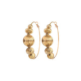 Boucles d'oreilles créoles perles godron Ø 6,5 cm - doré Or