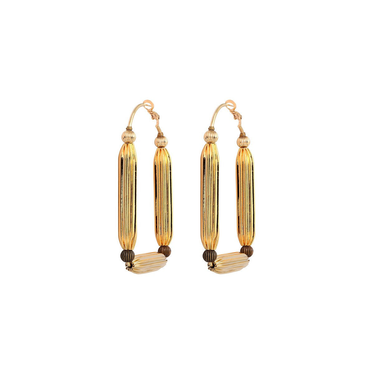 Boucles d'oreilles créoles perles godron - multi or Multi or