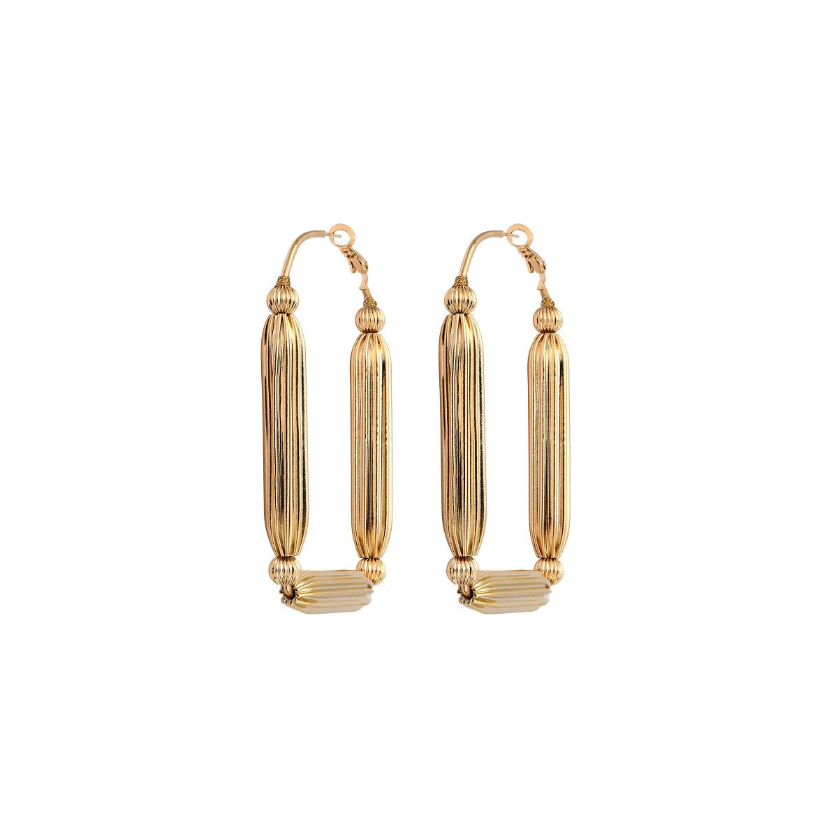Boucles d'oreilles créoles perles godron - doré Or