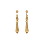 Boucles d'oreilles percées longues perles godron - doré Or