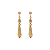 Boucles d'oreilles percées longues perles godron - doré Or