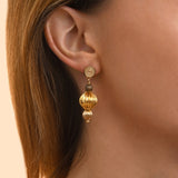 Boucles d'oreilles percées perles godron - multi or Multi or