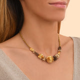 Collier court féminin perles godron - multi or Multi or