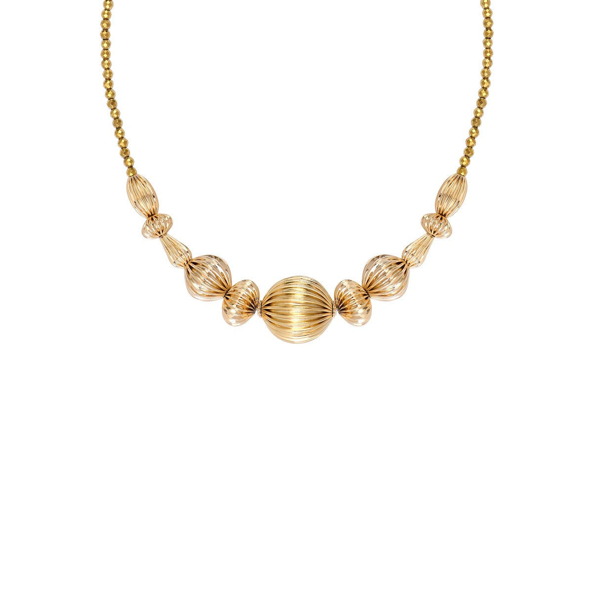 Collier court fantaisie femme perles godron - doré Or