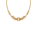 Collier court fantaisie femme perles godron - doré Or