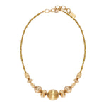 Collier court fantaisie femme perles godron - doré Or