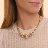 Collier court fantaisie femme perles godron - doré Or