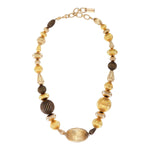 Collier court fantaisie perles godron - multi or Multi or