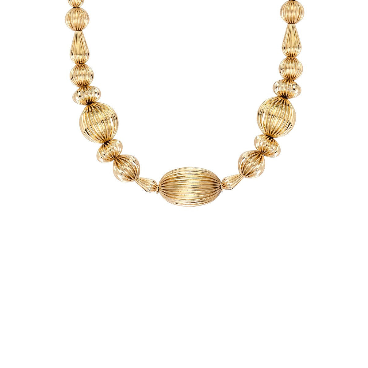Collier fantaisie original perles godron - doré Or