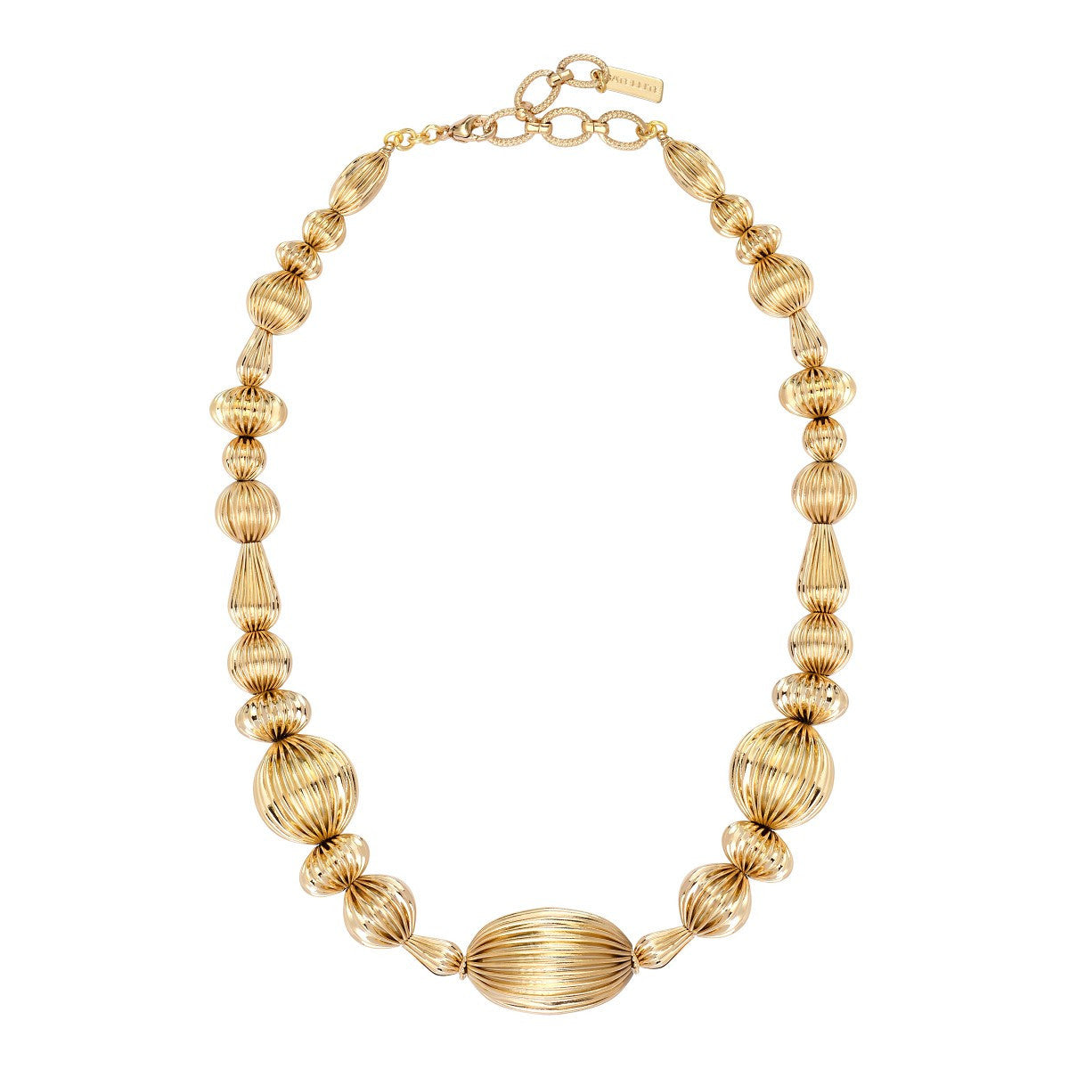 Collier fantaisie original perles godron - doré Or