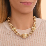Collier fantaisie original perles godron - doré Or