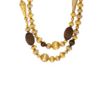 Collier sautoir perles godron - multi or Multi or