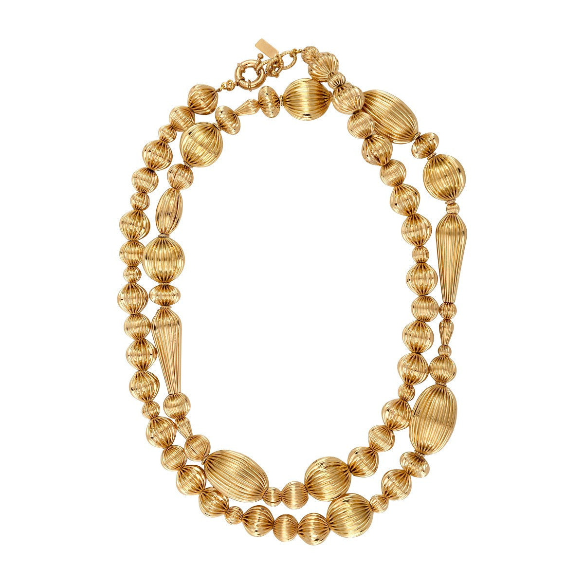 Collier sautoir long perles godron - doré Or