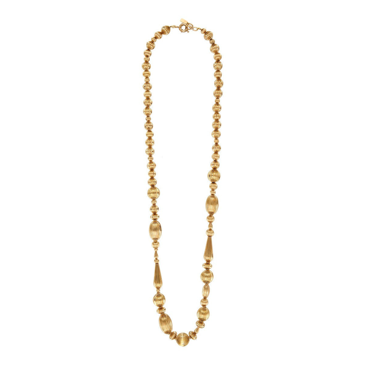 Collier sautoir long perles godron - doré Or