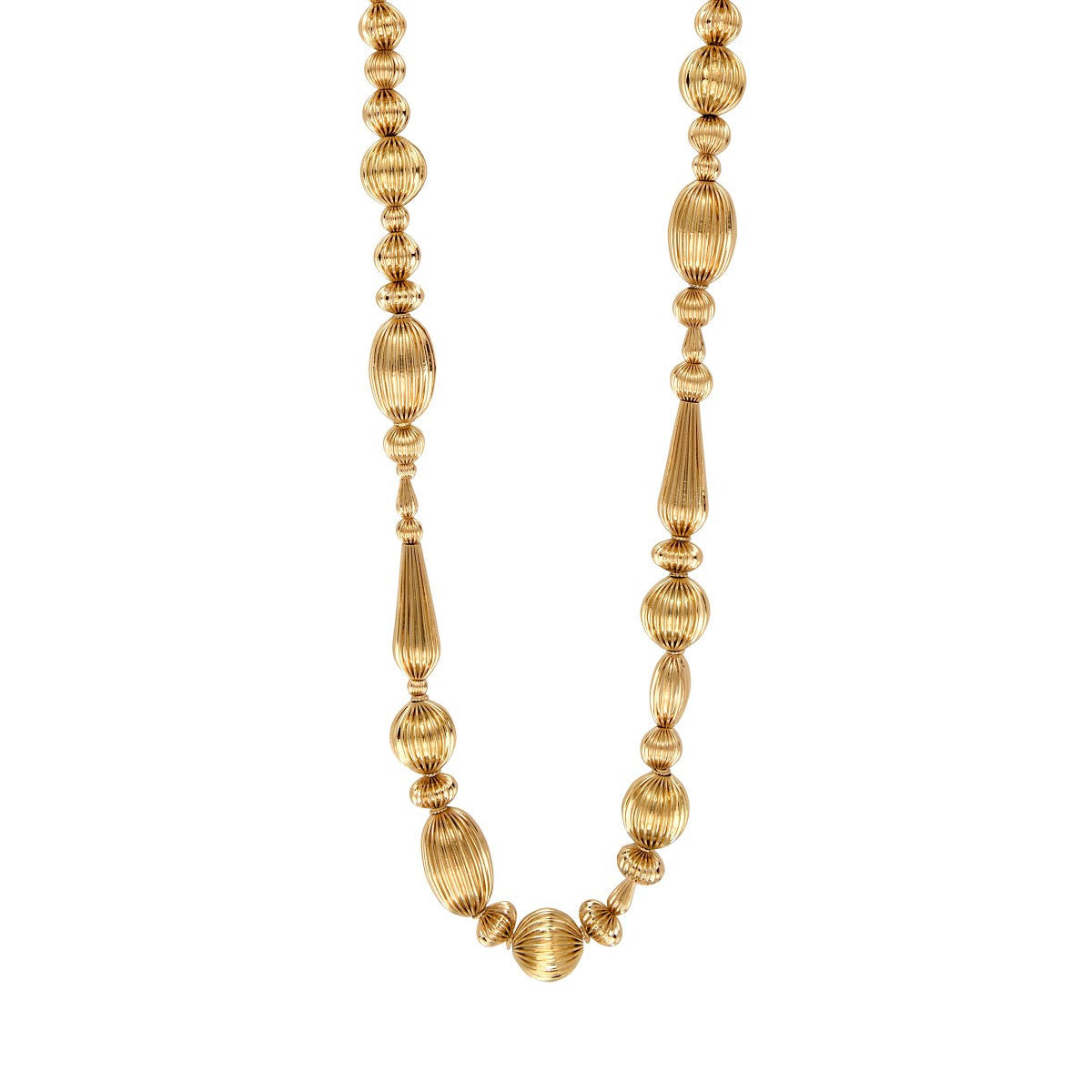 Collier sautoir long perles godron - doré Or