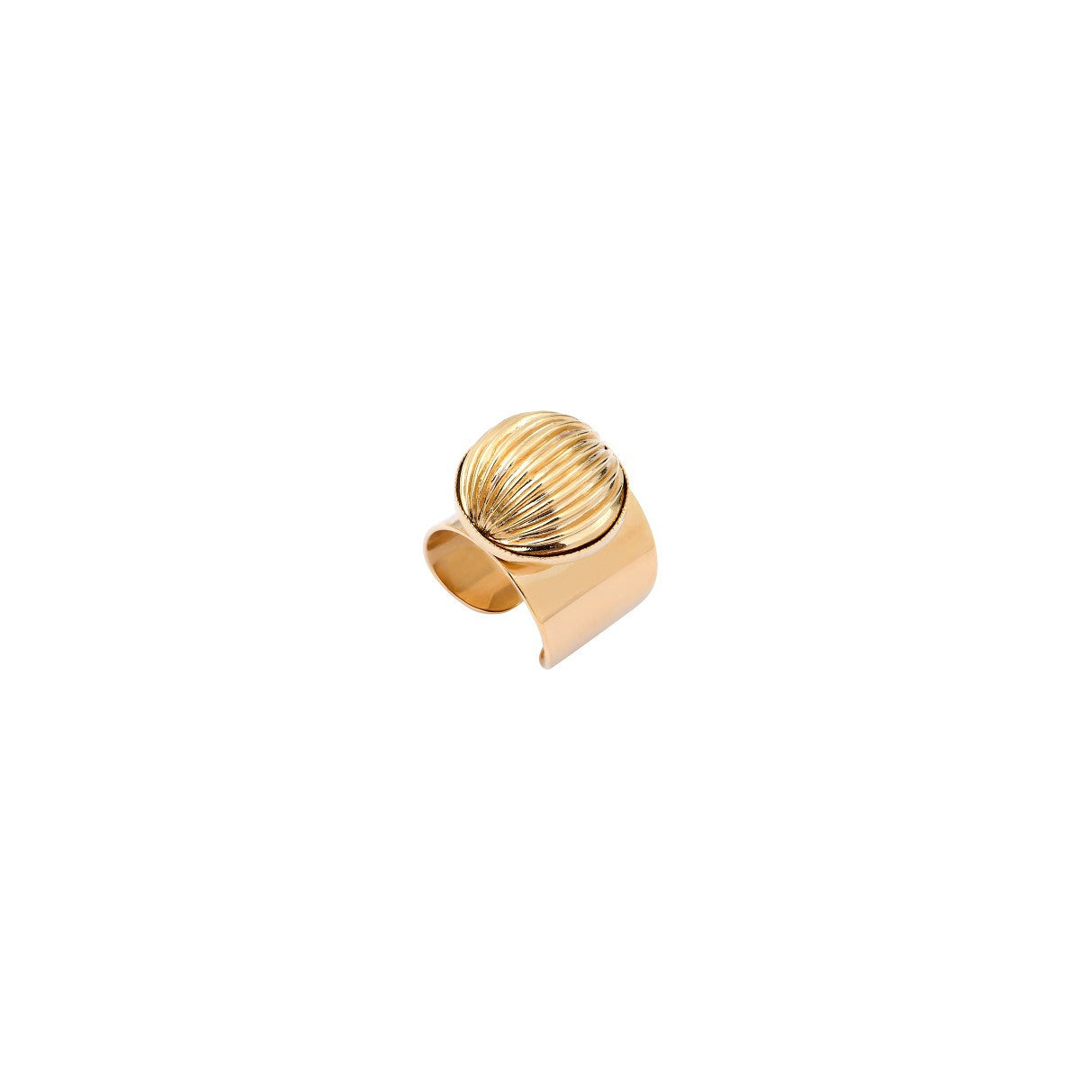 Bague large ajustable perle godron - doré Or