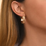 Boucles d'oreilles créoles torsadées métal doré à l'or fin - doré Or brillant