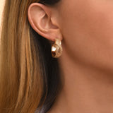 Boucles d'oreilles créoles torsadées métal doré à l'or fin - doré Or brillant