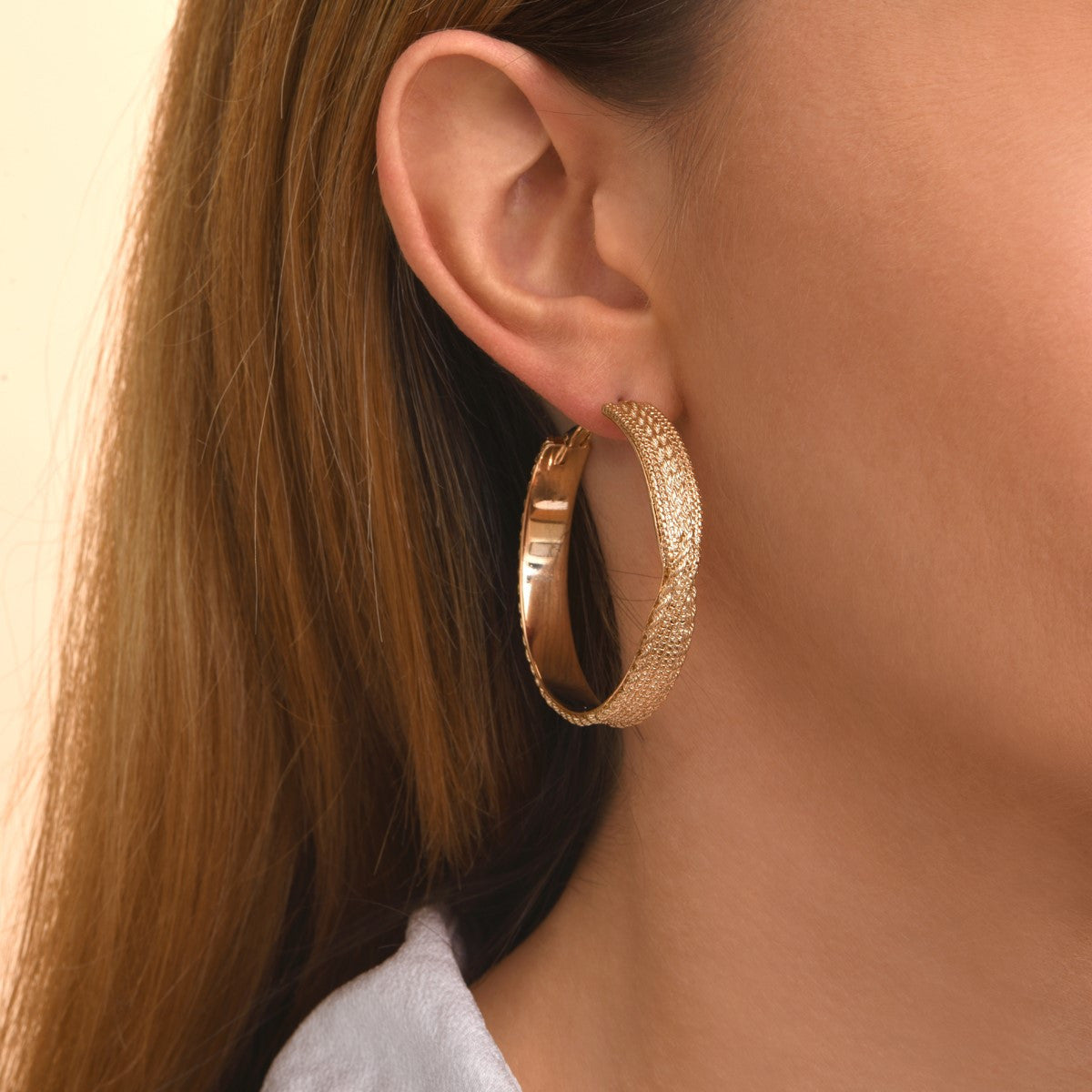 Boucles d'oreilles créoles bohème chic métal doré à l'or fin - doré Or brillant