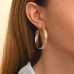 Boucles d'oreilles créoles bohème chic métal doré à l'or fin - doré Or brillant