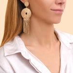 Boucles d'oreilles clips pendantes métal doré - doré Or brillant