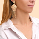 Boucles d'oreilles clips pendantes métal doré - doré Or brillant