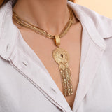 Collier sautoir multi-rangs métal doré à l'or fin - doré Or brillant