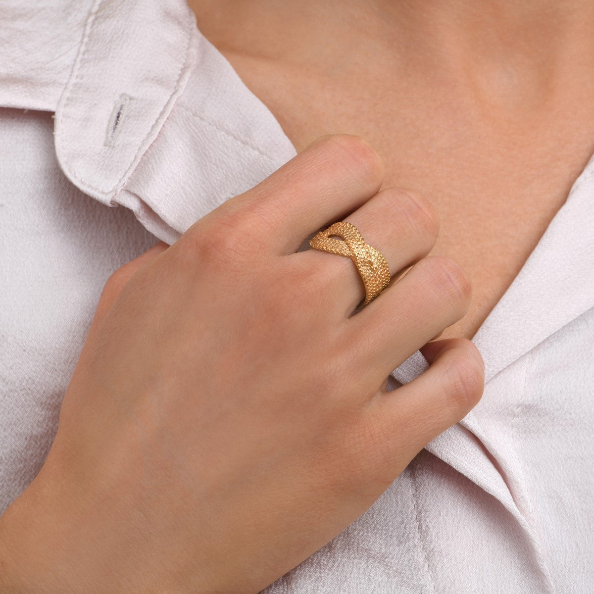 Bague ajustable métal doré à l'or fin - doré Or brillant
