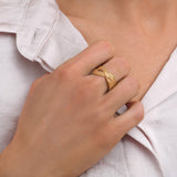 Bague ajustable métal doré à l'or fin - doré Or brillant