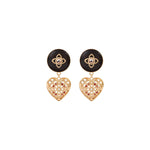 Boucles d'oreilles clips cœur bois cristaux Prestige - bois rouge Bois rouge