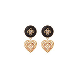 Boucles d'oreilles clips cœur bois cristaux Prestige - bois rouge Bois rouge
