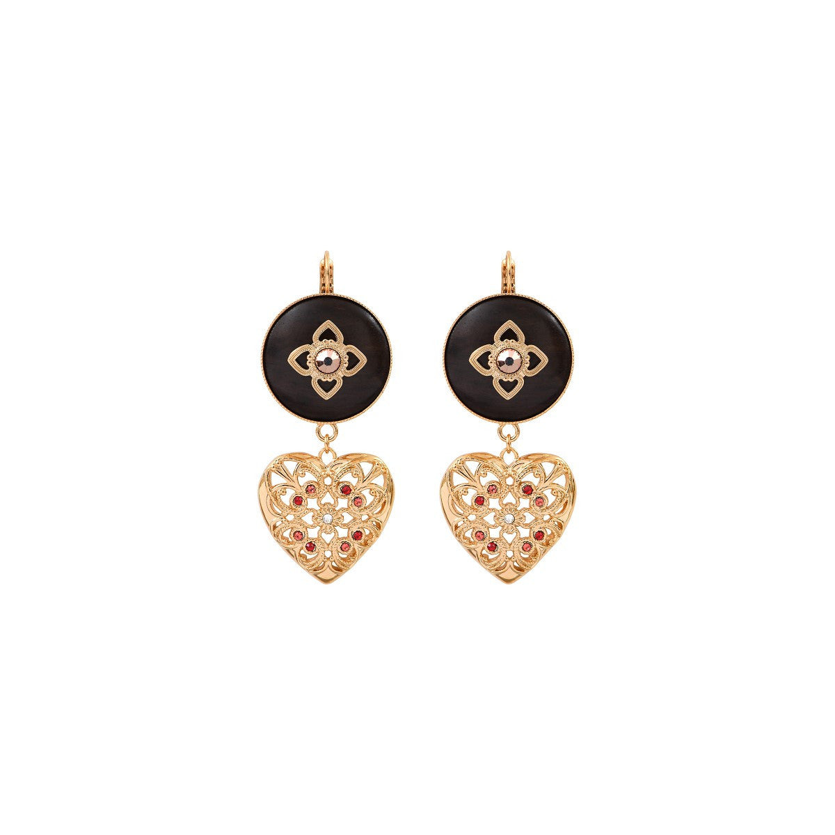 Boucles d'oreilles dormeuses cœur bois - bois rouge Bois rouge