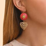 Boucles d'oreilles dormeuses cœur or - rose Rose