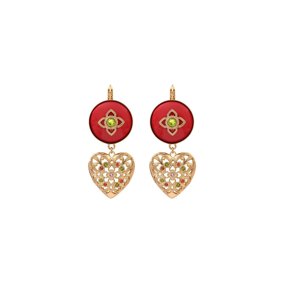 Boucles d'oreilles dormeuses cœur or - rose Rose