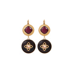 Boucles d'oreilles dormeuses chic bois cristaux Prestige - bois rouge Bois rouge