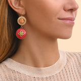 Boucles d'oreilles dormeuses cristaux Prestige cabochon - rose Rose