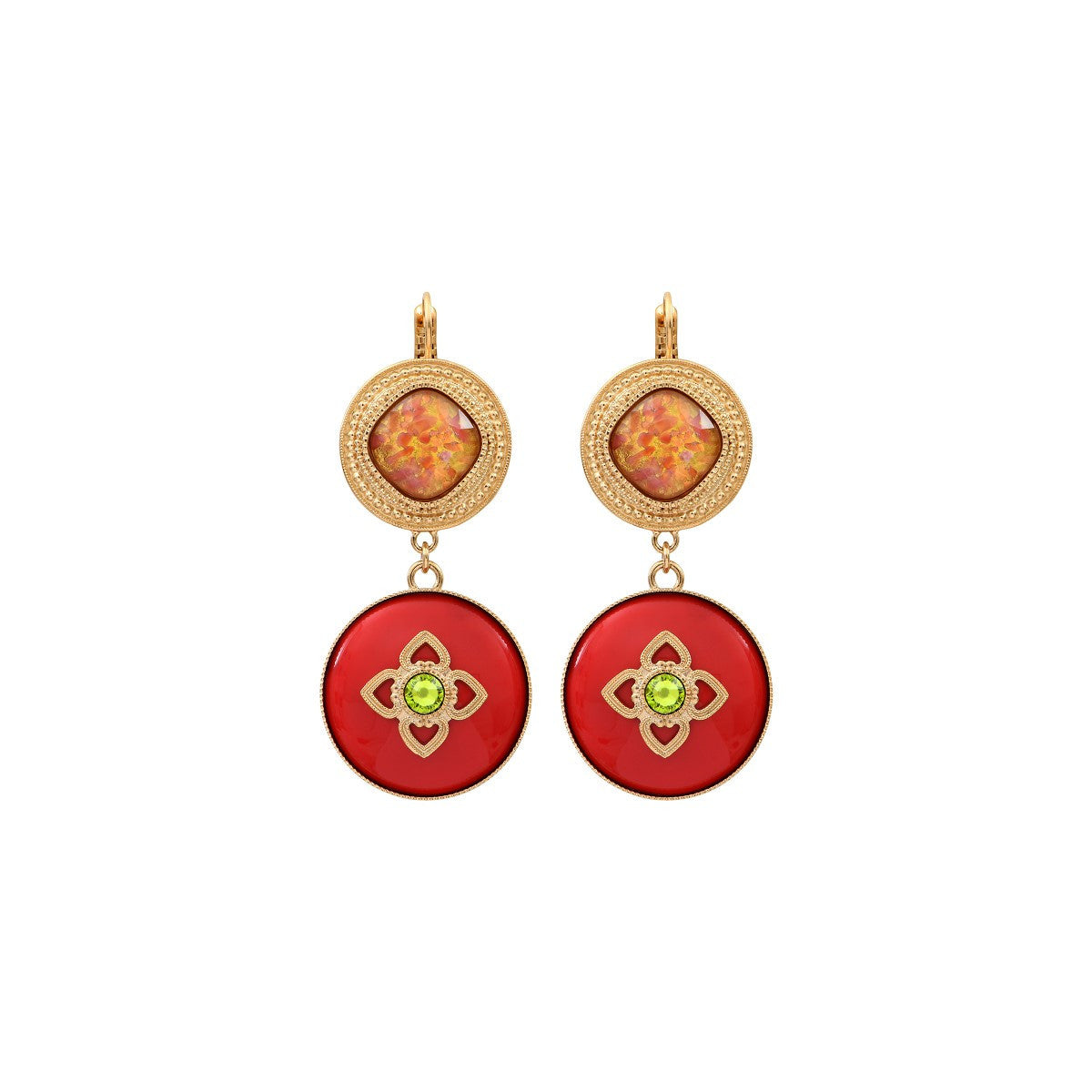 Boucles d'oreilles dormeuses cristaux Prestige cabochon - rose Rose