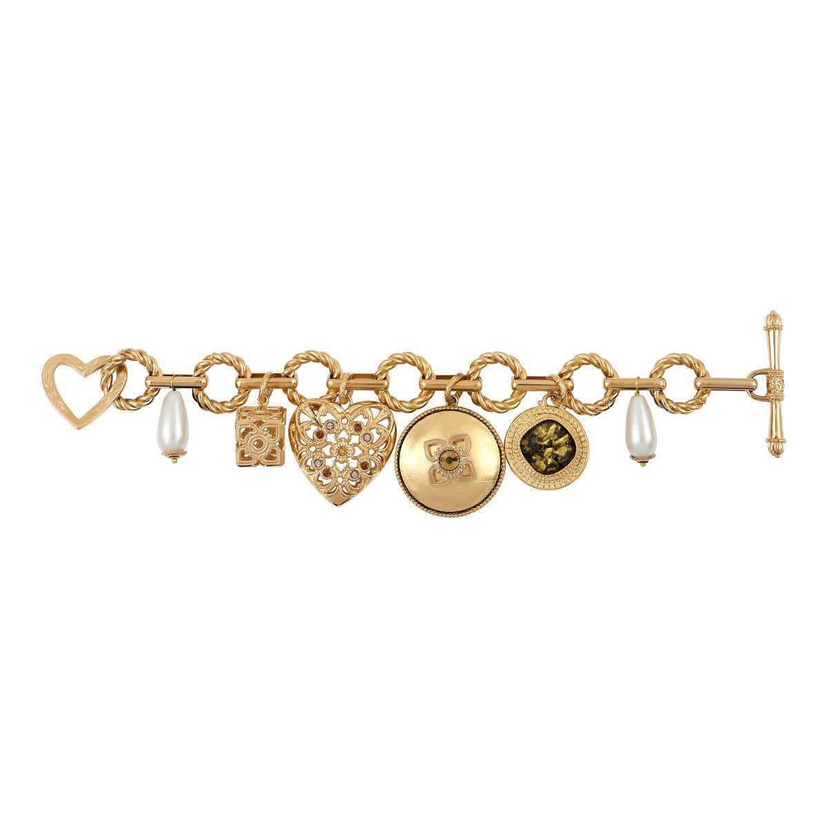 Bracelet maillons ajustable bijoux charm's perles - doré Or jaune