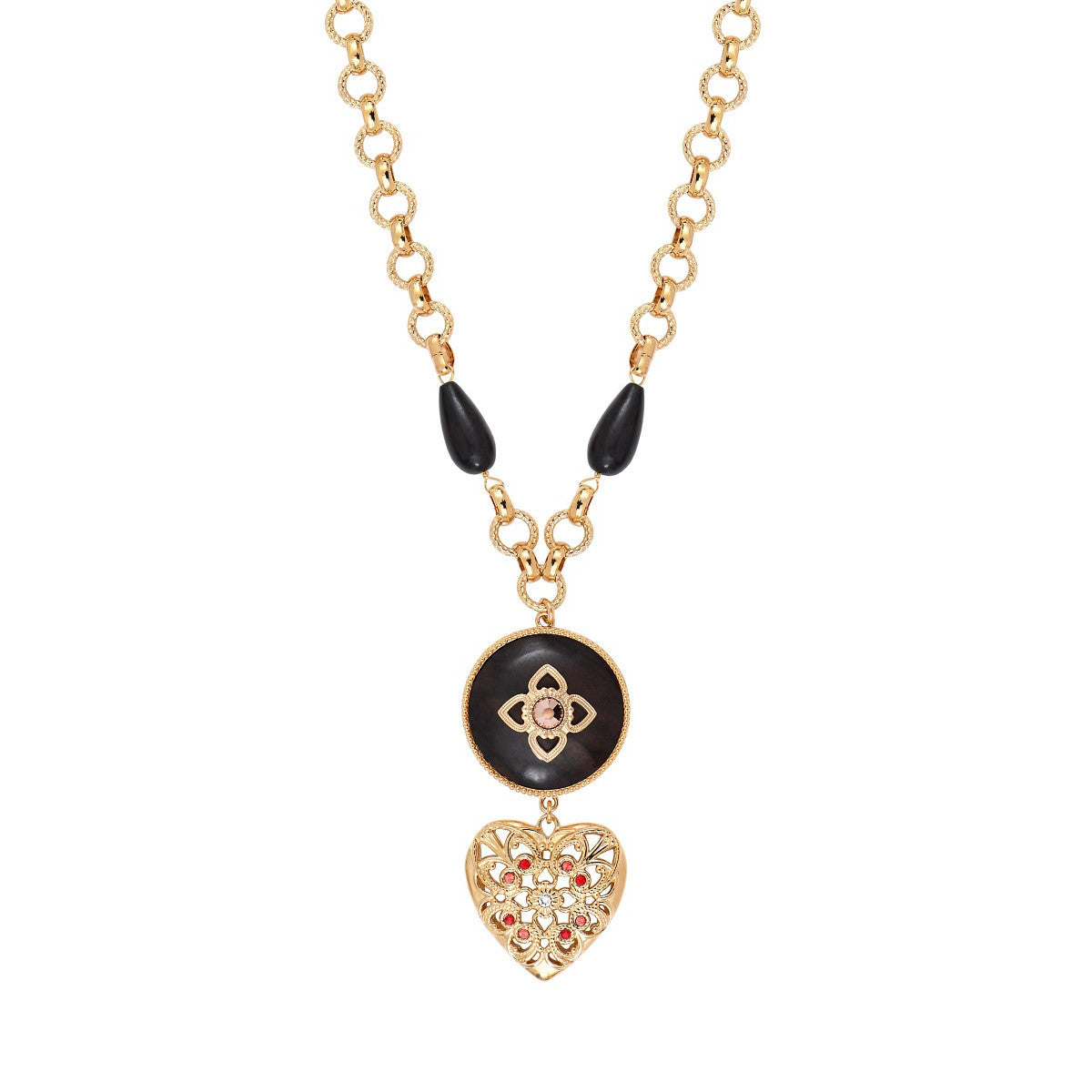 Collier pendentif cœur bois kamakong cristaux Prestige - bois rouge Bois rouge