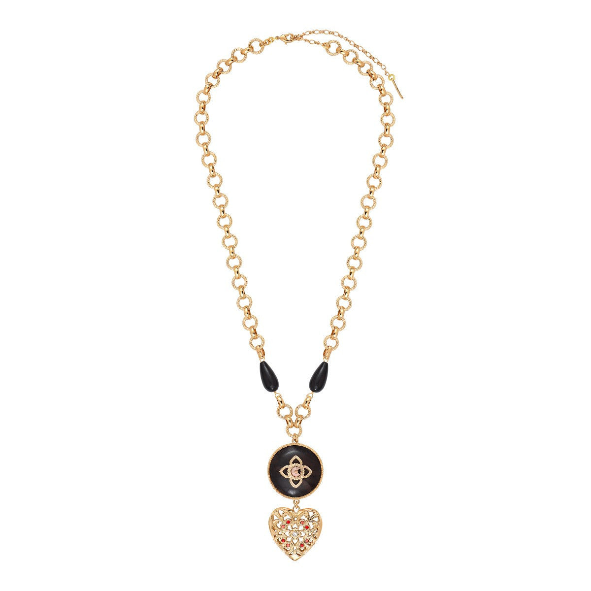 Collier pendentif cœur bois kamakong cristaux Prestige - bois rouge Bois rouge