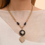 Collier pendentif cœur bois kamakong cristaux Prestige - bois rouge Bois rouge
