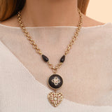 Collier pendentif cœur bois kamakong cristaux Prestige - bois rouge Bois rouge