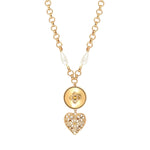 Collier pendentif cœur perles nacrées cristaux Prestige - doré Or jaune