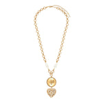 Collier pendentif cœur perles nacrées cristaux Prestige - doré Or jaune