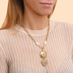 Collier pendentif cœur perles nacrées cristaux Prestige - doré Or jaune