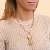 Collier pendentif cœur perles nacrées cristaux Prestige - doré Or jaune