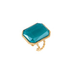 Bague ajustable cabochon taille émeraude - vert Bleu