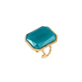 Bague ajustable cabochon taille émeraude - vert Bleu