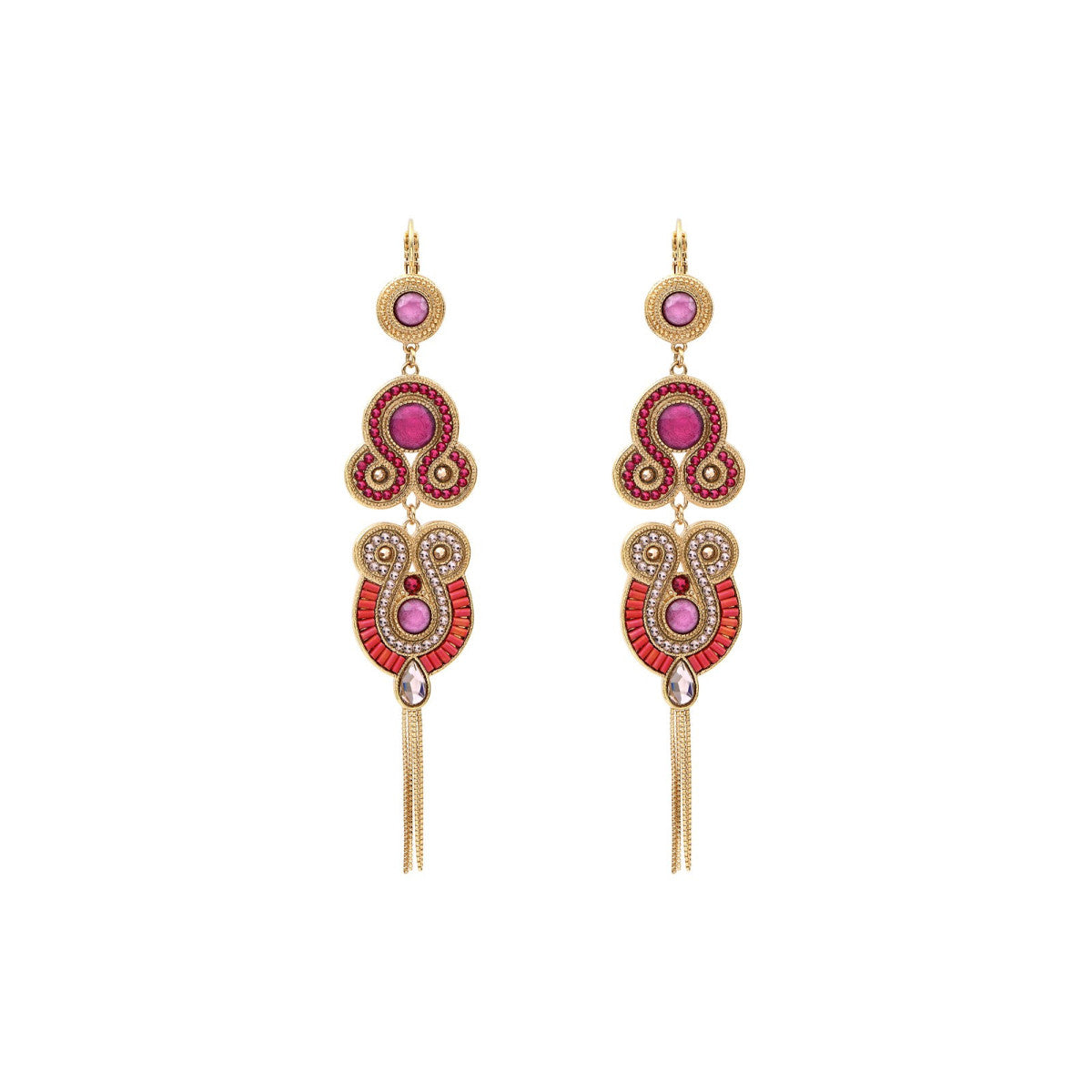 Boucles d'oreilles dormeuses pendantes - fuchsia Fuschia