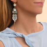 Boucles d'oreilles dormeuses pendantes - bleu Nacre bleu